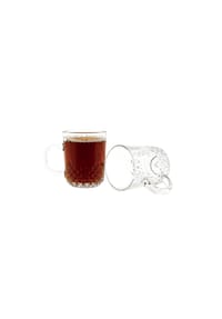 COFI - 6er Set Henkelgläser - Transparent mit dekorativem Diamantmuster, 240 - Transparent 7 x 9 cm