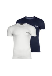 EMPORIO ARMANI - Herren T-Shirt, 2er Pack - BOLD MONOGRAM, Kurzarm, Rundhals, Stretch Cotton - Schwarz/Grau