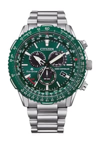 CITIZEN® RADIO CONTROLLED - Herren Chronograph "CB5004-59W" - SILBER/GRÜN