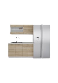 VCM. - 4-tlg Singleküche | Maße H. 145 x B. 140 x. T. 46 cm | Arbeitsplatten optional in versch. Farben und Größen erhältlich | Komplettküche - Esilo - Weiß / Sonoma-Eiche