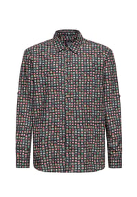 KING KEROSIN - Langarmhemd mit Retro Bus Allover-Print Love Bus - offwhite