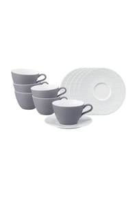 Seltmann Weiden Milchkaffeetassen mit Untertassen Life Fashion 370 ml 6er Set - LIFE - blau