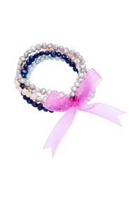 VALERO PEARLS - Damen Set (Armband 3er) aus Satin in Pink mit Süßwasser-Zuchtperle - multicolor