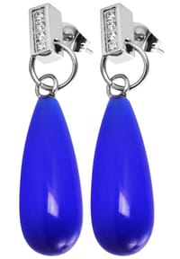 Adelia's - Adelia's Damen Ohrstecker aus poliertem Edelstahl und Strass - blau