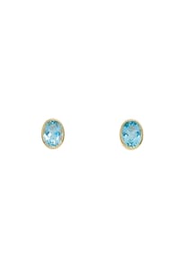 Adelia's - Damen Gold Schmuck 585 Gold Ohrringe Ohrstecker mit Aquamarin - blau