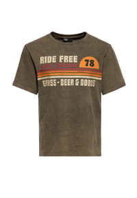 KING KEROSIN - Print-Shirt Acid Washed Grass, Beer & Boobs - olivgrün