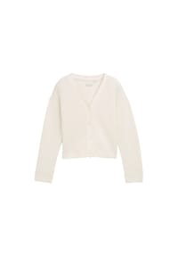 TOM TAILOR - Strickjacke, cropped, V-Ausschnitt, für Kinder - 12906 WOOL WHITE