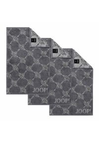 JOOP! - Gästetuch Classic Frottierkollektion, 3er Pack - 30x50 cm, Walkfrottier - Anthrazit