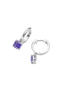 SMART JEWEL® - Klappcreolen mit farbigen Ziersteinen, Silber 925 - lila
