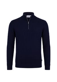 Vercate - Half Zip Pullover, Zopfmuster, dunkelblau - Schwarz