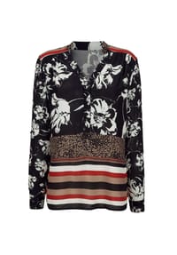 Alba Moda - Bluse mit Druckbordüre am Saum - schwarz