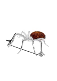 OSTSEE-SCHMUCK® - Brosche , Spinne 48 x 40 mm , Silber 925/000 - silber