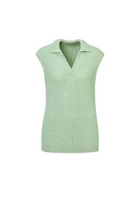 GOLDNER - Kurzgröße:  Stricktop mit V-Ausschnitt - salbei