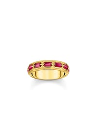 Thomas Sabo Rebel at heart - Ring Krokodilpanzer mit roten Steinen - gelbgoldfarben, dunkelrot