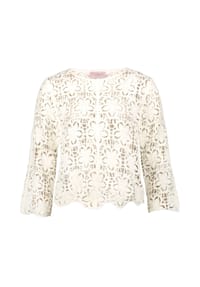 BETTY BARCLAY - Lochstrick-Pullover mit U-Boot-Ausschnitt - Rohweiß