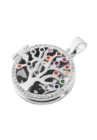 Adelia's Modern Essentials - Anhänger – Lebensbaum Medaillon aus 925 Silber mit Zirkonia - silber