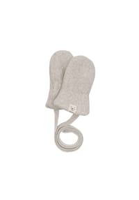 maximo® - GOTS BABY-Fausthandschuhe Baumwollfleece, ohne Daumen, Band - beigemeliert