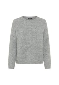 olsen - Pullover mit Rundhalsausschnitt und überschnittener Schulter - Pearl Grey Melange
