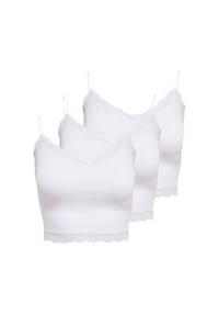 ONLY® - Damen Cropped-Top 3er Pack - ONLVICKY LACE SEAMLESS CROPPED TOP, Trägertop, Spitze - Beige