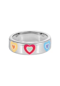 caї - Ring 925 Sterling Silber rhodiniert Email Herzen 925/- Sterling Silber - weiß