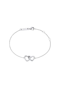 GIORGIO MARTELLO MILANO - Armband zwei Herzen, mit weißen Zirkonia, Silber 925 - gold