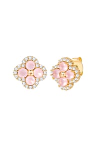 Luluandjane - Ohrstecker gelbgold Zirkonia rosa weiß - gelbgold