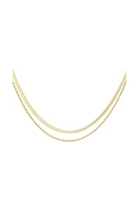 Adelia's - Zweireihige Halskette mit flacher und gedrehter Kette 44 cm + 5,5 cm - goldfarben