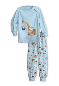 CALIDA - Kinder Bündchen-Pyjama aus reiner Bio-Baumwolle Toddlers Worker - cascade blue