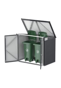 VCM. - 2er Mülltonnenbox | Unterstand Mülltonnen 2x 240 l | abschließbare Doppeltür mit Schloss | H. 130 x B. 154 x T. 96 cm | Aufbewahrungsbox Metall - 