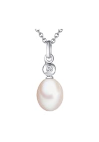 Luluandjane - Damen Kette aus 925/- Sterling Silber in Silber mit Diamant und Süßwasser-Zuchtperle - silber