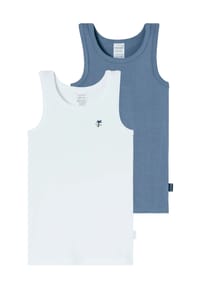 SCHIESSER - Fine Rib Unterhemd, 2er-Pack, Bio-Baumwolle, für Kinder - 909 BLAU/WEISS