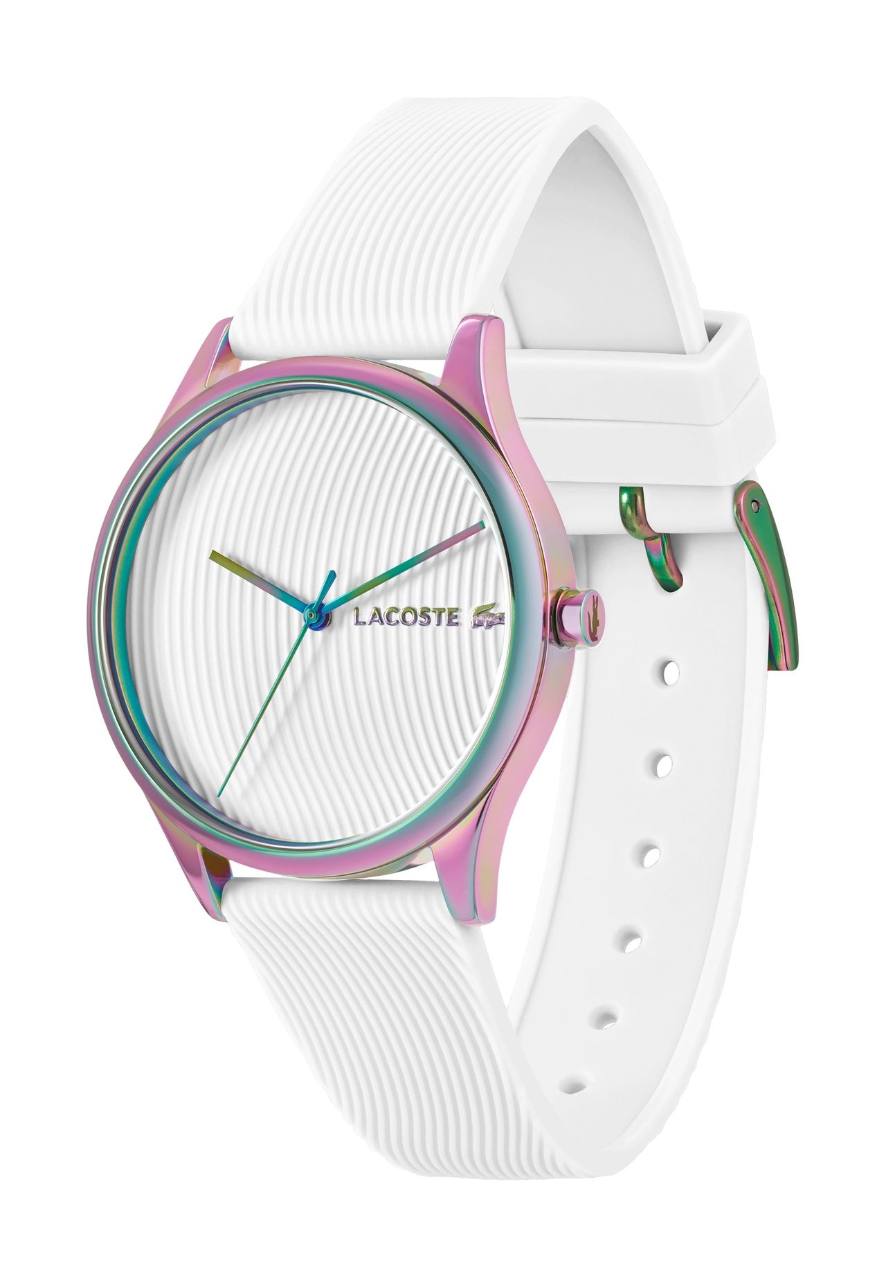 LACOSTE 腕時計 FALDA 2001353 ホワイト レディース Women's Falda Iridescent White Silicone Watch - Women's