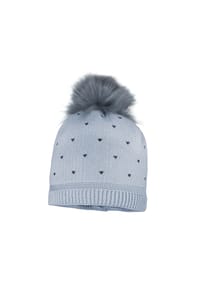 maximo® - MINI GIRL-Mütze "heart",Pompon Futter - blue washed