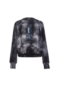 cat e lolette - Graues Sweatshirt mit Rocker-Katze - grau