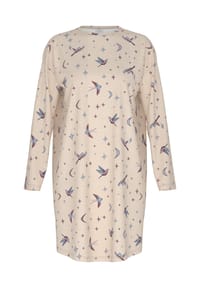 mey - Sleepshirt Winter Birds, Baumwolle, für Damen - 1737 ALMOND MILK
