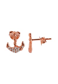 Adelia's - Adelia's Damen Ohrstecker aus poliertem 925 Sterling Silber mit Anker und Zirkonia - Strass - silber