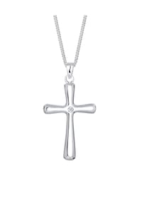elli. DIAMONDS - Halskette Kreuz Diamant Konfirmation Kommunion 925 Silber - Gold