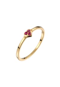 elli. - Ring Herz Synthetischer Rubin Pink 925 Sterling Silber - Gold