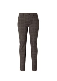 STOOKER® - MILANO JERSEY PRINT Damen 5-Pocket-Hose lang - brown check