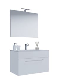 VCM. - 3-tlg. Waschplatz Waschtisch | Waschbecken Unterschrank Breite 60 cm | Badmöbel Set hängend mit einer Schublade Spiegel | Badinos - Schwarz