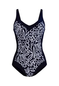 Anita - Badeanzug Flower Dots - Marine/ weiß
