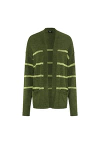 olsen - Cardigan mit Streifenmuster und Schalkragen - Olive Green