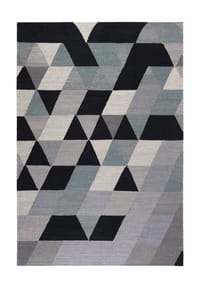 ESPRIT - Kelim Teppich Triango Kelim - Geometrisches 3D-Muster - blau grau