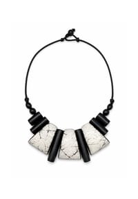 collezione alessandro® - Kurze Kette Crackle aus Holz mit gefärbter Eierschale - gelb