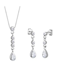 elli. - Schmuckset Tropfen Zirkonia 925 Sterling Silber - Schwarz
