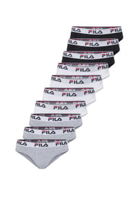 FILA - Slips Logo 10er-Pack mit normaler Taille und Logobund - Black-White-Grey