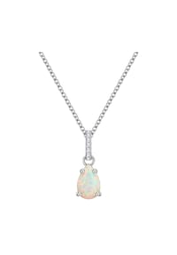 GLANZSTÜCKE MÜNCHEN - Damen Kette aus 925/- Sterling Silber in silber mit Opal (synth.) - silber