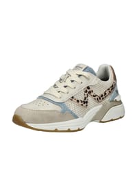MUSTANG® - Lederimitat/Textil Sneaker - Beige/Blau