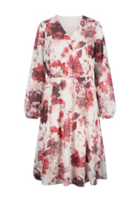 Sieh an! - Druck-Kleid - champagner-burgund-bedruckt