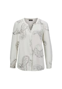 GOLDNER - Kurzgröße:  Bluse - cremeweiß / gemustert